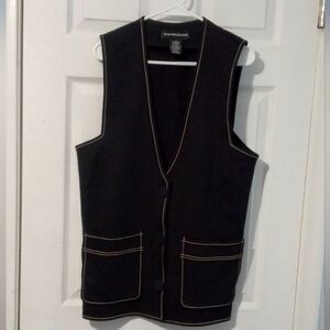 Andrea Jovine Black Vest with Cream Accents